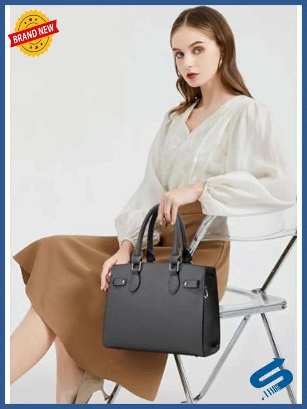 Faux Leather Satchel Tote Bag Top Handle Shoulder Crossbody Purse